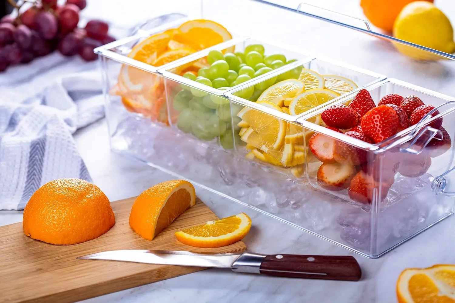 | 4-Compartment Chill & Serve Condiment Caddy with Revolutionary Ice Base | Spacious, Hygienic, and Durable for All Events | Made in USA