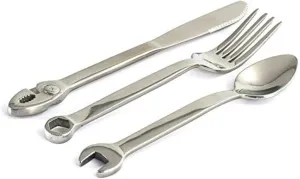 – LARGE 3-piece Silverware Set Tool Fork, Knife and Spoon   Silverware Case Storage - Unique Novelty Flatware & Cutlery Set - Kitchen Utensil Set is a Greata Gift & Conversation Piece