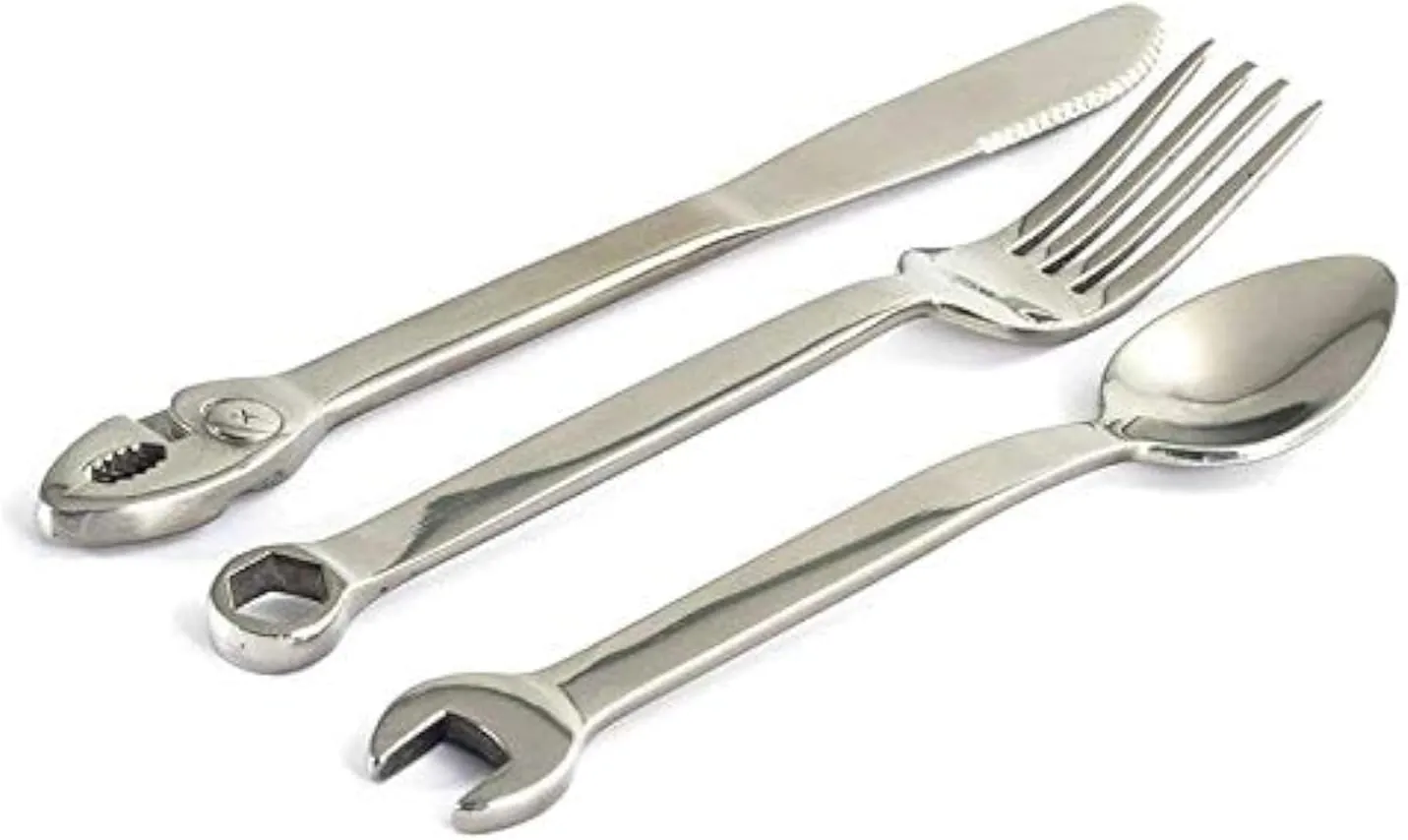 – LARGE 3-piece Silverware Set Tool Fork, Knife and Spoon   Silverware Case Storage - Unique Novelty Flatware & Cutlery Set - Kitchen Utensil Set is a Greata Gift & Conversation Piece