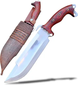 10 Inches Long Hand Forged Predicator Bowie Knife - Multi-Use Survival & Bushcraft Tool with Rosewood Handle, Pre-Sharpened Blade