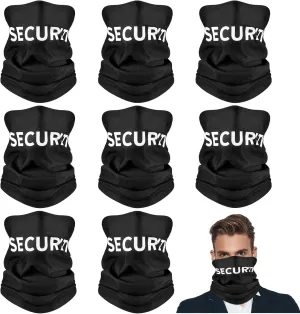 10 Pcs Neck Gaiter Security Tactical Wrap Sun and Wind Proof Black Gaiter Mask Multi Use Bandana Face Cover Scarf for Men Women Public Safety Personnel Security Guards