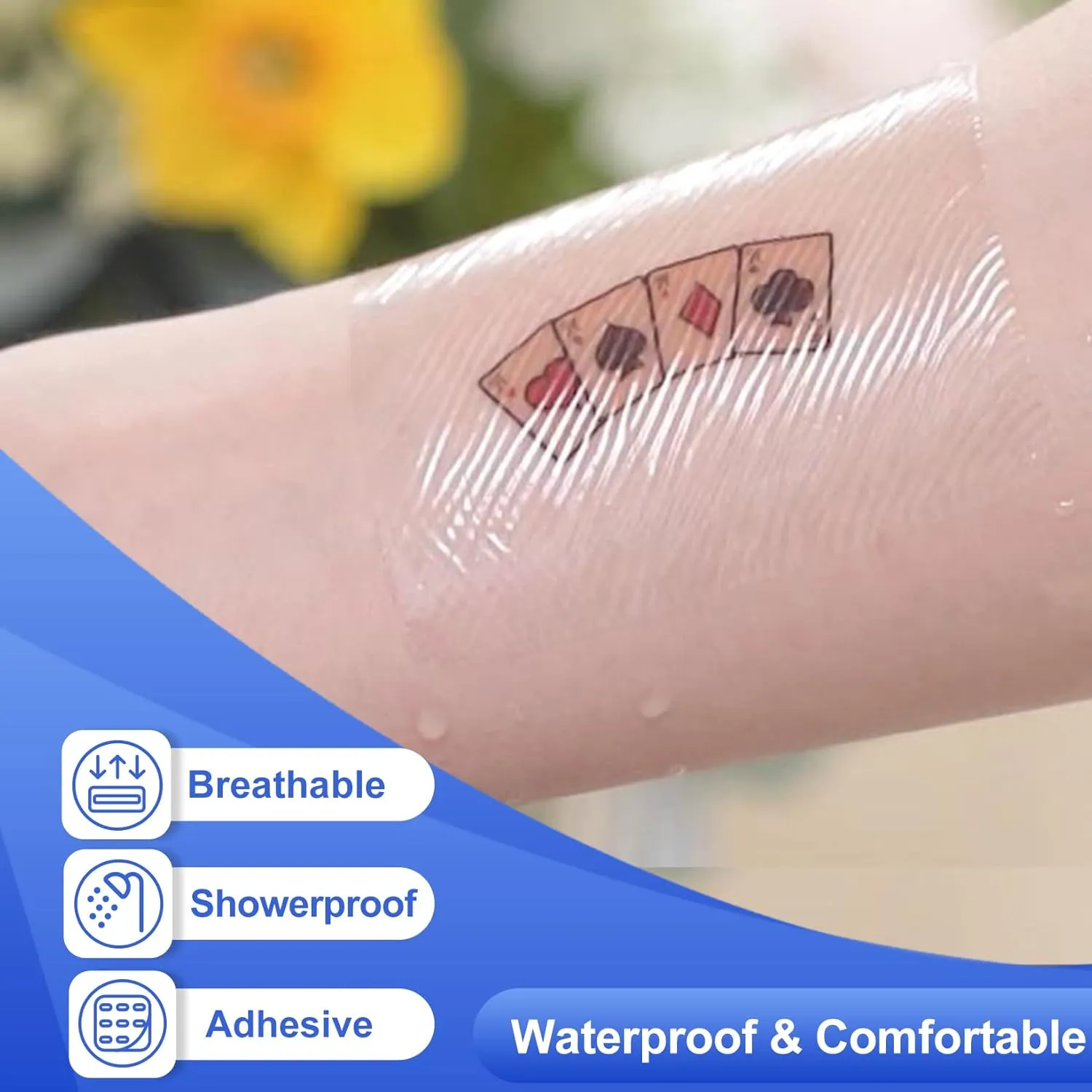 100 Pcs Transparent Film Dressing, HSA FSA Eligible, Waterproof Bandages Post Surgical for Wound Cover Shower, Clear Bandage 2.375" x 2.75"