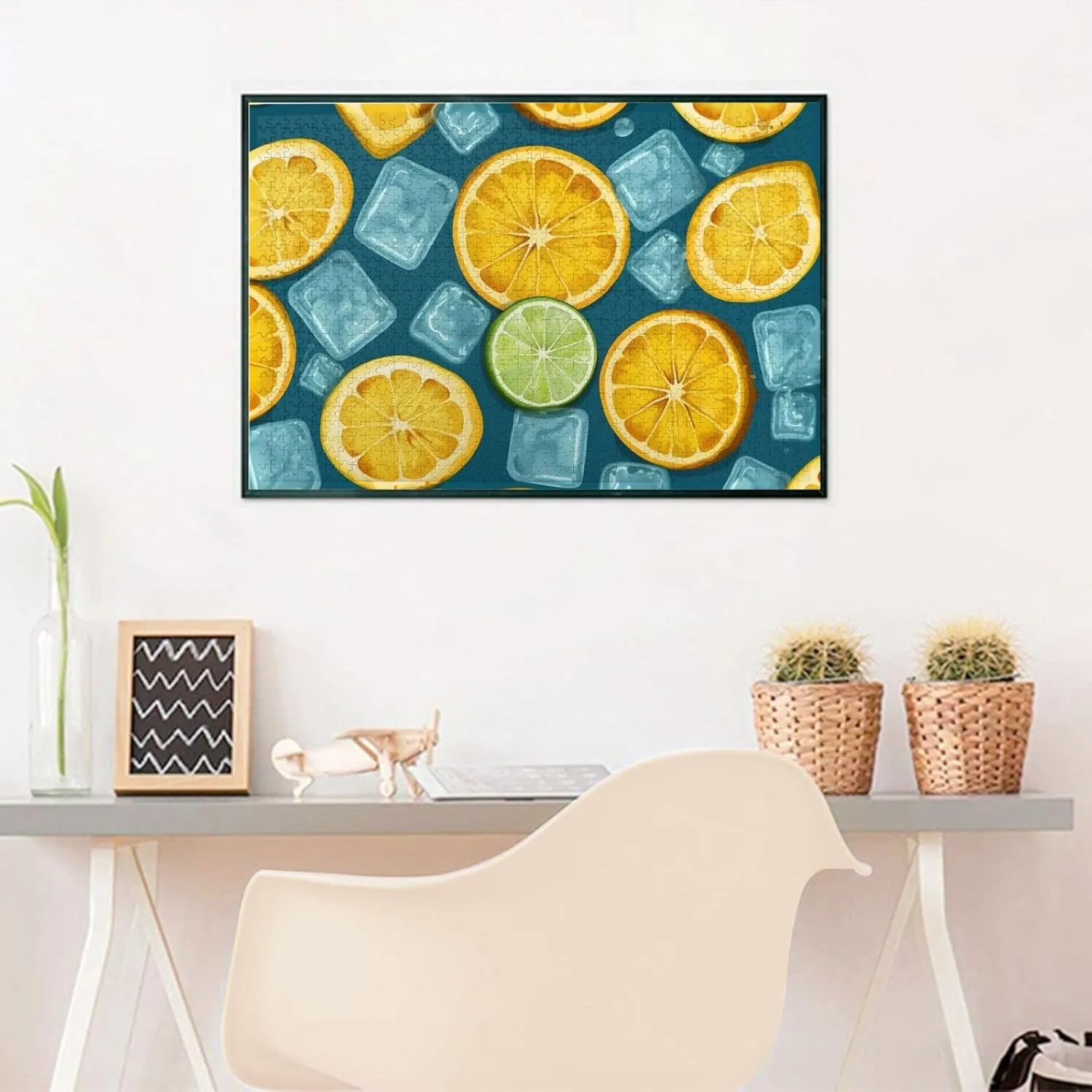 1000 Piece Jigsaw Puzzle for Adults Personalized Picture Puzzle Ice Cubes and Lemon Customized Wooden Puzzle for Family, Birthday, Wedding, Game Nights Gifts, 29.5"x19.7"