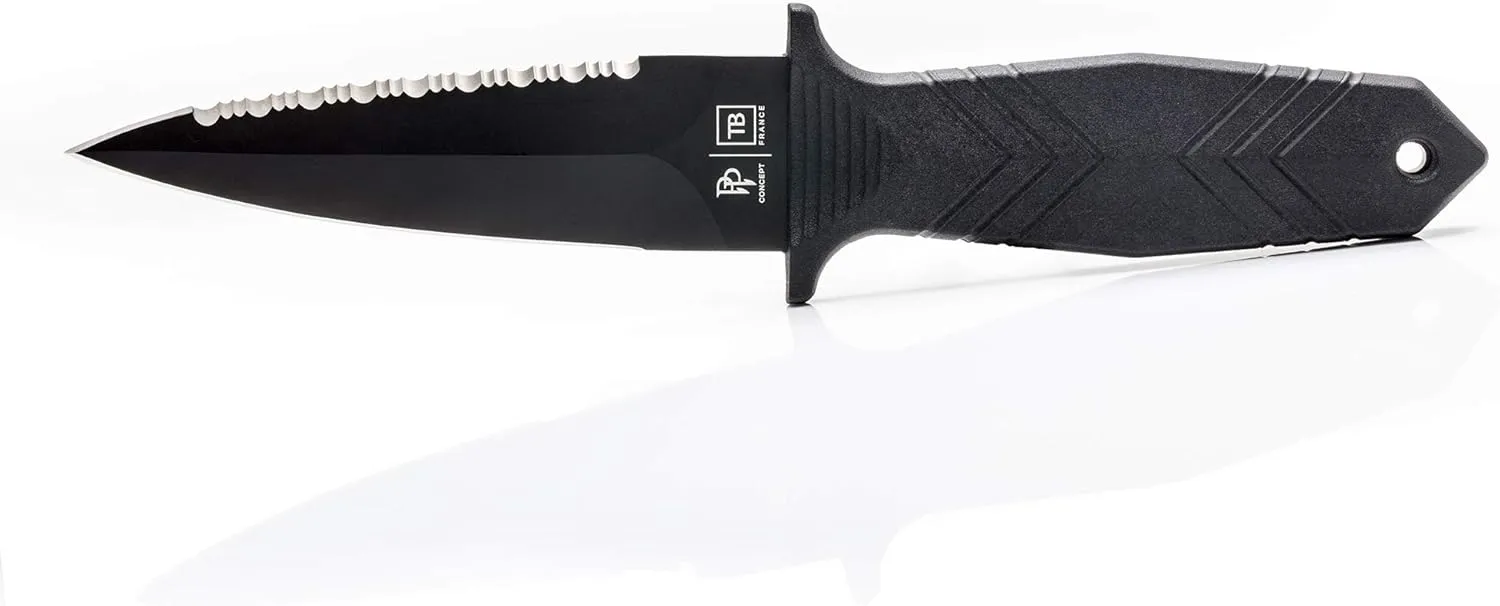 11060002 Protcteur 4" MOX Steel Serrated Blade Black Fixed Knife