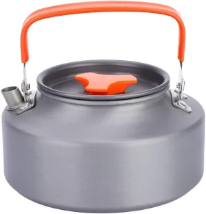 1.1L Portable Small Outdoor Camping Kettle, Aluminum Water Pot with Carrying Bag, Compact Lightweight Tea Kettle for Outdoor Camping Cookware Cabin Rv Kitchen(Orange Handle)
