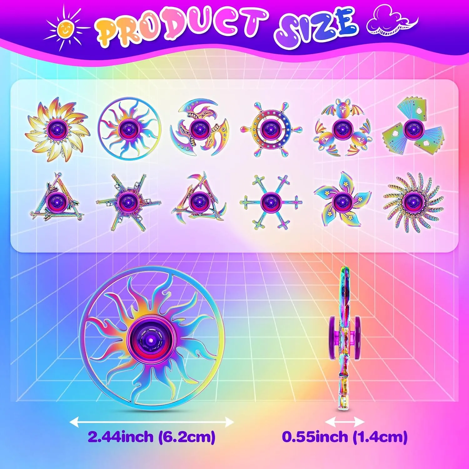 12 Pack Alloy Fidget Spinners, Smooth Spin, Stress Relief & ADHD Aid, Ideal Gift for Boys Girls, Classroom Prizes