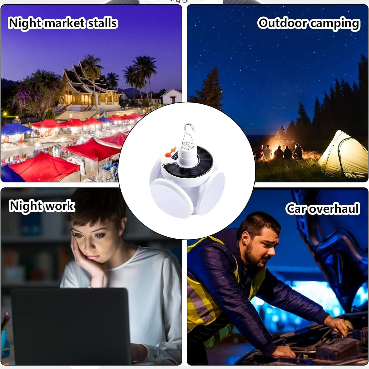 12590 Solar Multi-Functional Emergency LED Light Bulb with USB Charging