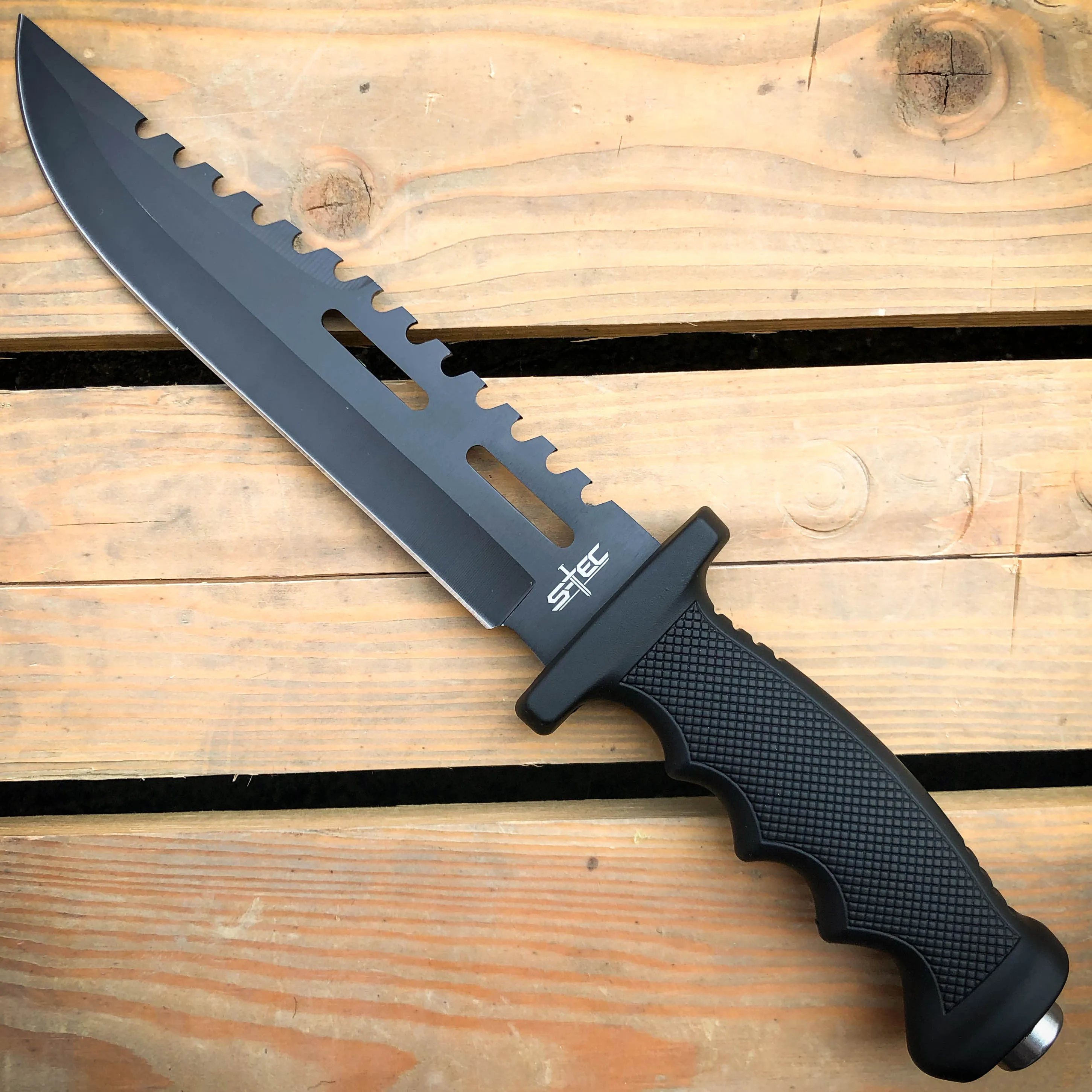 12.5" Hunting Fixed Blade Army Bowie w/ Throwing Knife