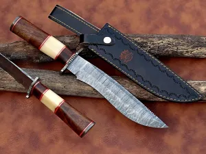 14.5 Inch Elite Damascus Skinner - 9 inch Fixed Blade with 5.5 inch handle for Hunting, Camping & Self-Defense