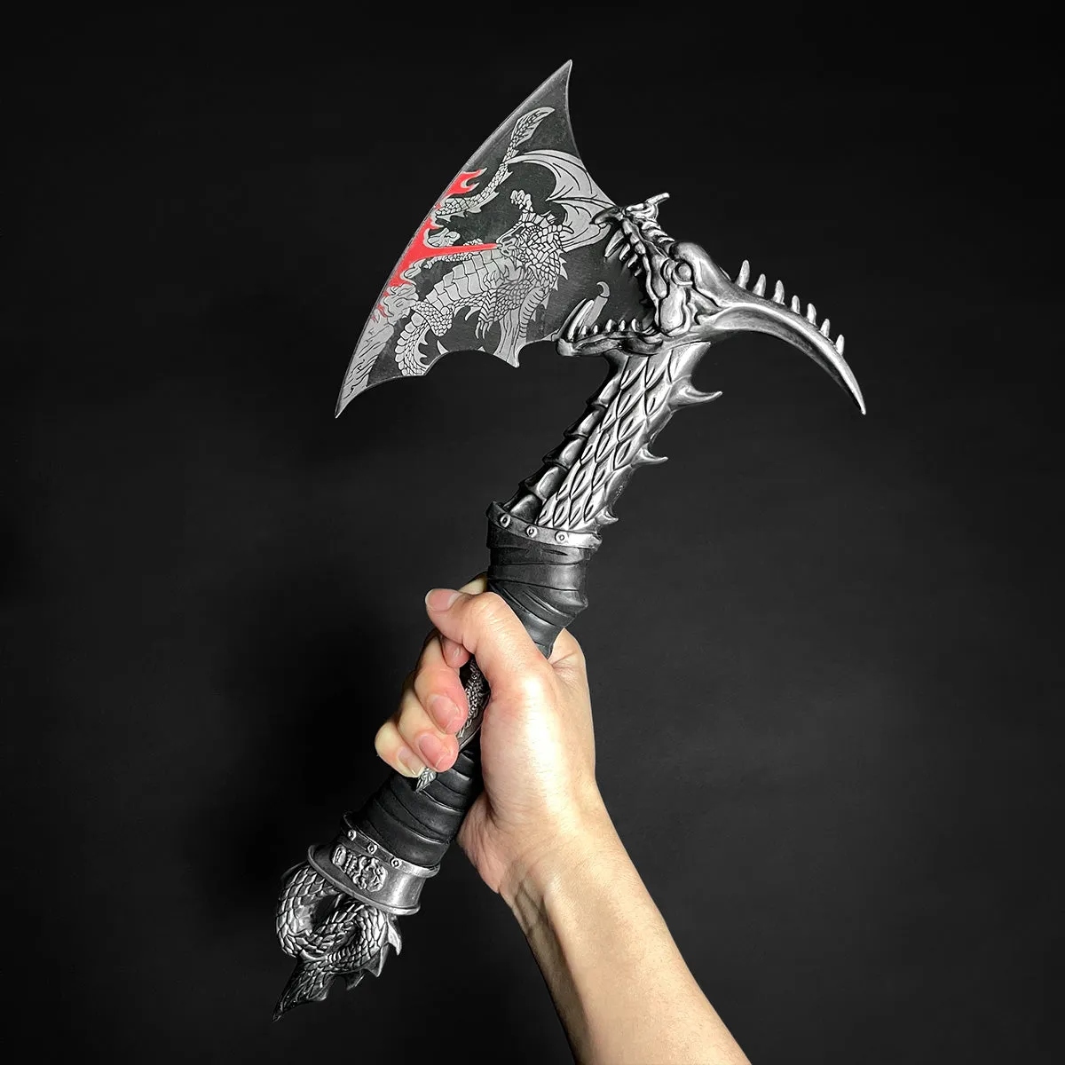 14" Stainless Steel Fire Dragon Axe with stand