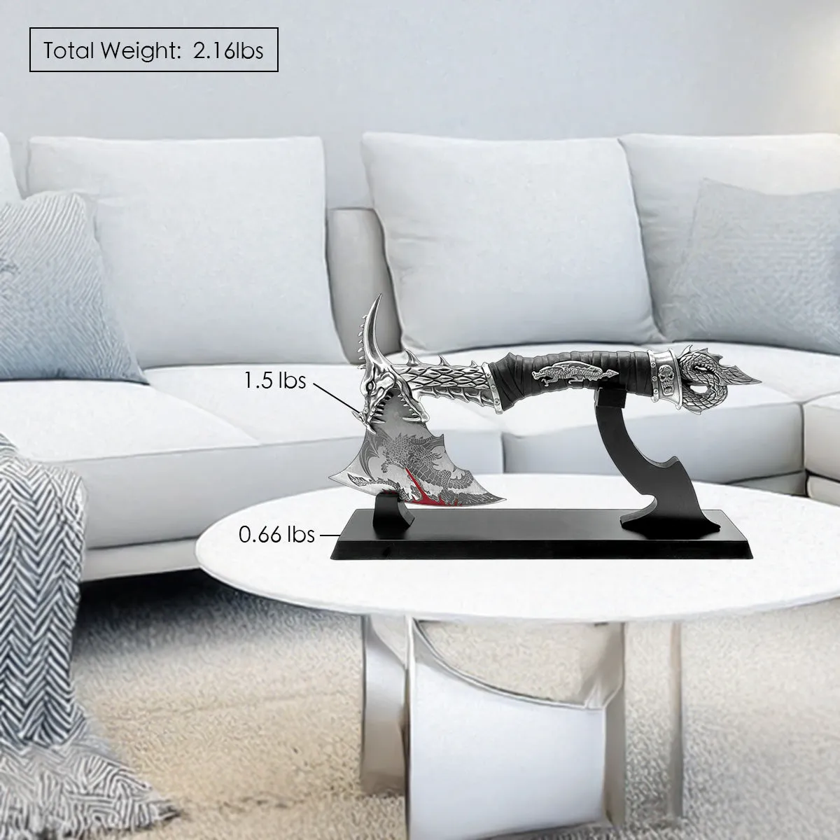 14" Stainless Steel Fire Dragon Axe with stand