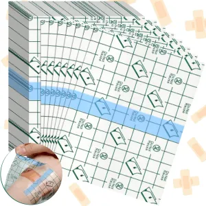 150 Pieces Stretch Adhesive Bandages Transparent Film Dressing Bandages Waterproof Adhesive (3. 9 x 5. 1 Inch)