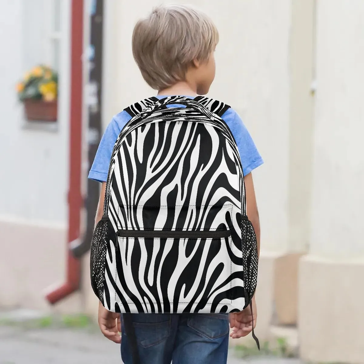 16 Inch Backpack Zebra Print Abstract Retro Waterproof Lightweight Travel Back Pack Adjustable Casual Rucksack For Men Women Daypack Fits Travel Outdoor Sport Work Hiking Gym Gifts