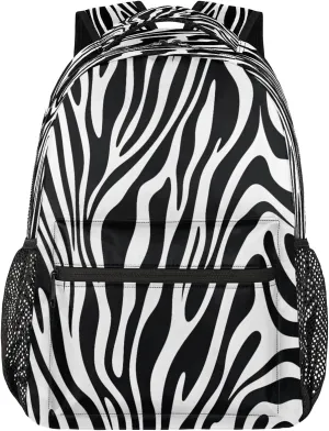 16 Inch Backpack Zebra Print Abstract Retro Waterproof Lightweight Travel Back Pack Adjustable Casual Rucksack For Men Women Daypack Fits Travel Outdoor Sport Work Hiking Gym Gifts
