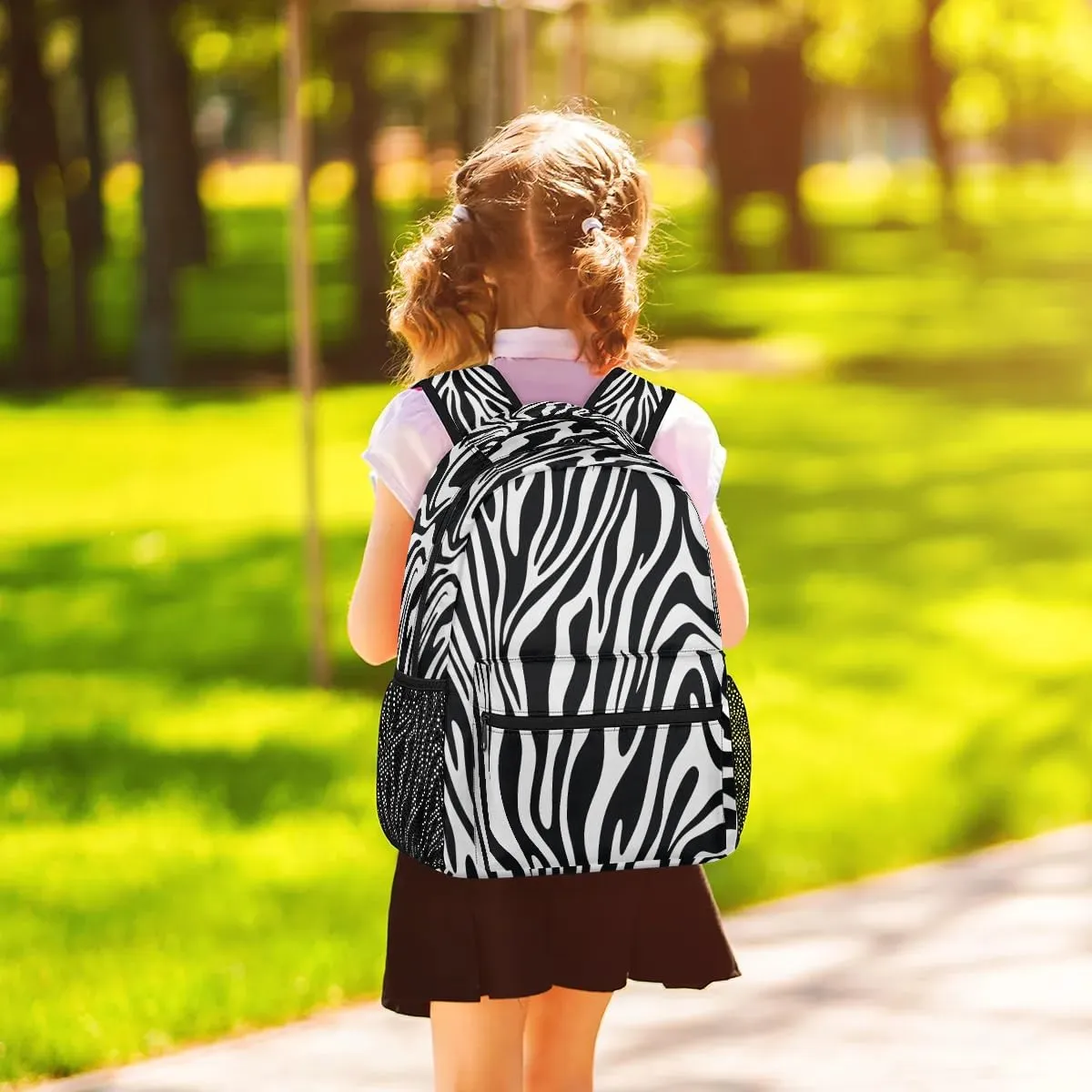 16 Inch Backpack Zebra Print Abstract Retro Waterproof Lightweight Travel Back Pack Adjustable Casual Rucksack For Men Women Daypack Fits Travel Outdoor Sport Work Hiking Gym Gifts