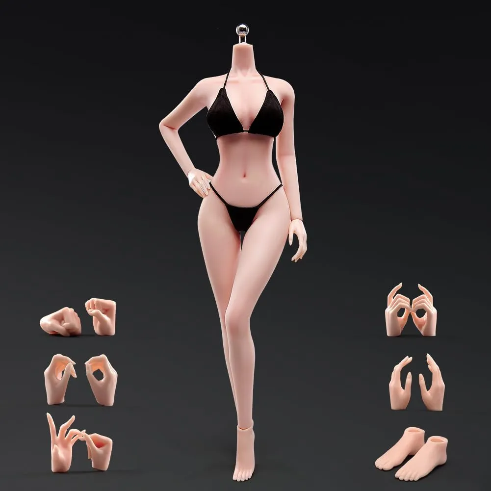 1/6 Scale Female Body ，Make Up Female Body with Clothes Super Flexible Joints Miniature Action Figure Seamless Body Large Breast for Hobby Collection (240101P Pale Skin)