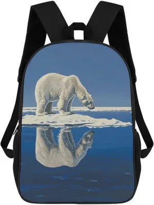 17" Stylish Backpack Standing on Ice Floe Printing Travel Business Work Bag Lightweight High-capacity Travel Casual Daypack