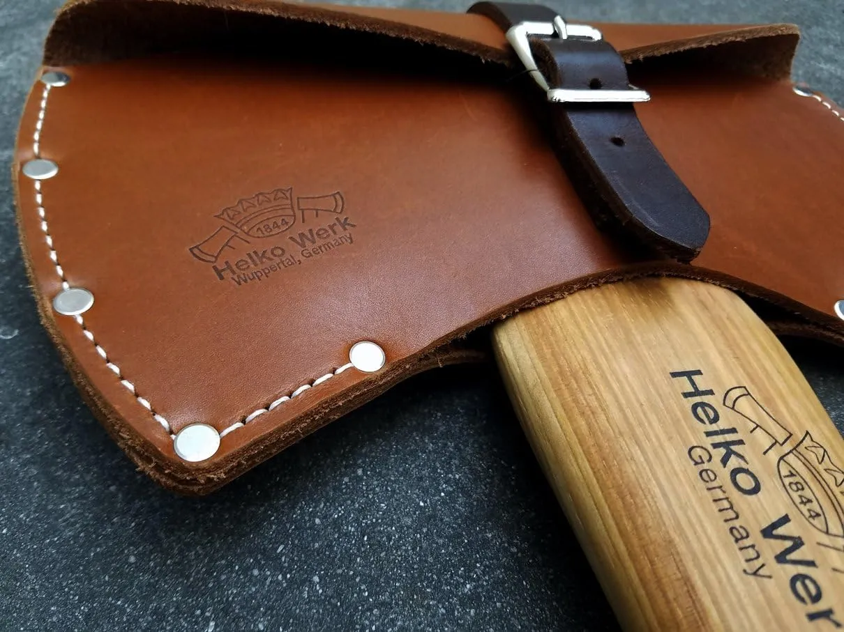 1844 Helko Werk Germany Leather Axe Sheath - Brown Leather, Single Compartment, 36 Inches, Open Top