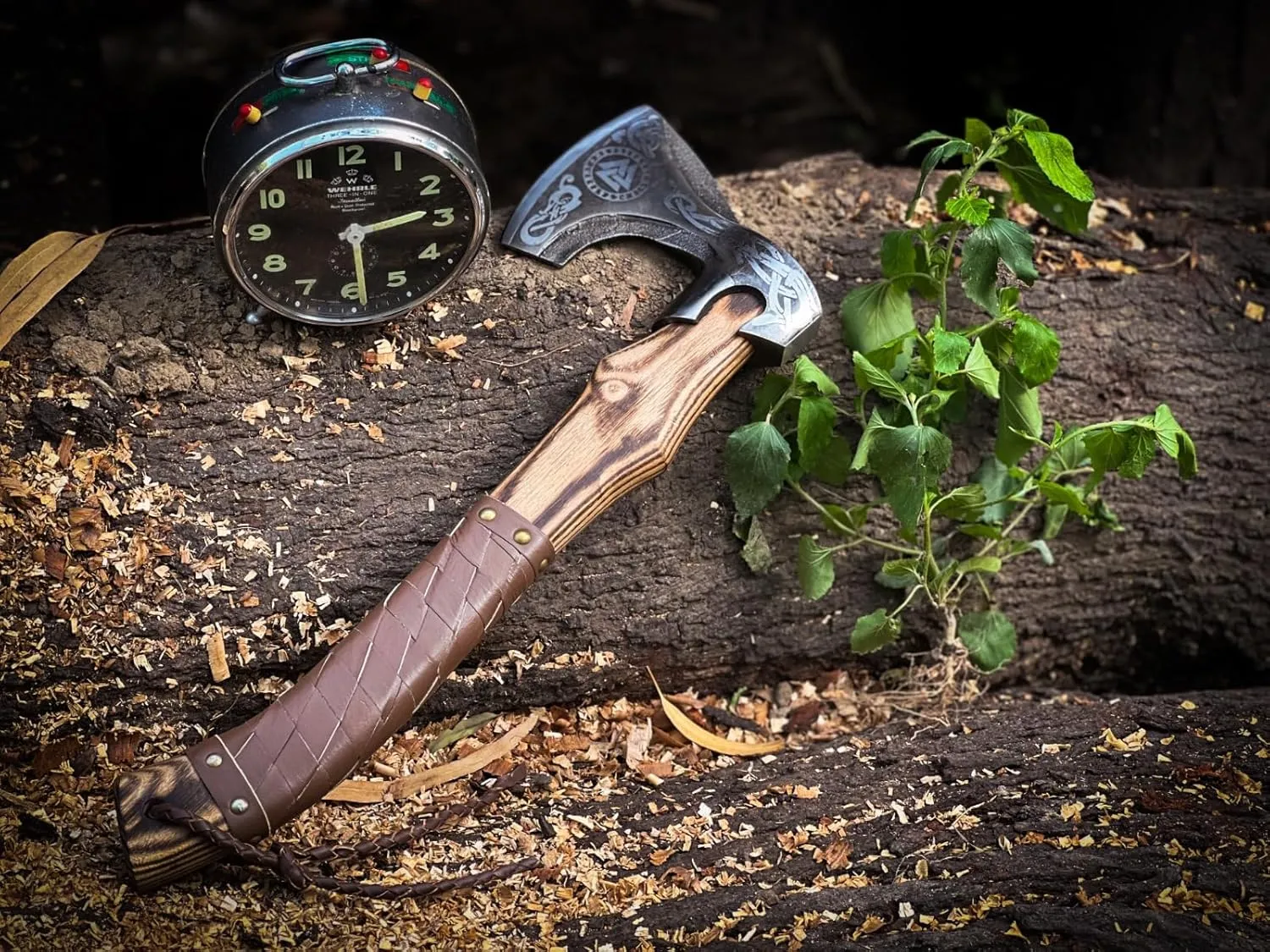 18" Custom Handmade Carbon Steel Viking Axe, Throwing Axe, Norse Viking Axe, Birthday Gift for him, Leather Wrapped Handle and Leather Sheath (Nordic Axe)