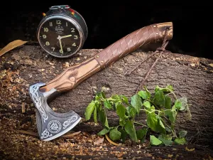 18" Custom Handmade Carbon Steel Viking Axe, Throwing Axe, Norse Viking Axe, Birthday Gift for him, Leather Wrapped Handle and Leather Sheath (Nordic Axe)