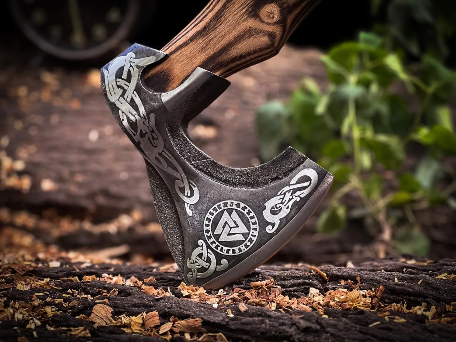 18" Custom Handmade Carbon Steel Viking Axe, Throwing Axe, Norse Viking Axe, Birthday Gift for him, Leather Wrapped Handle and Leather Sheath (Nordic Axe)