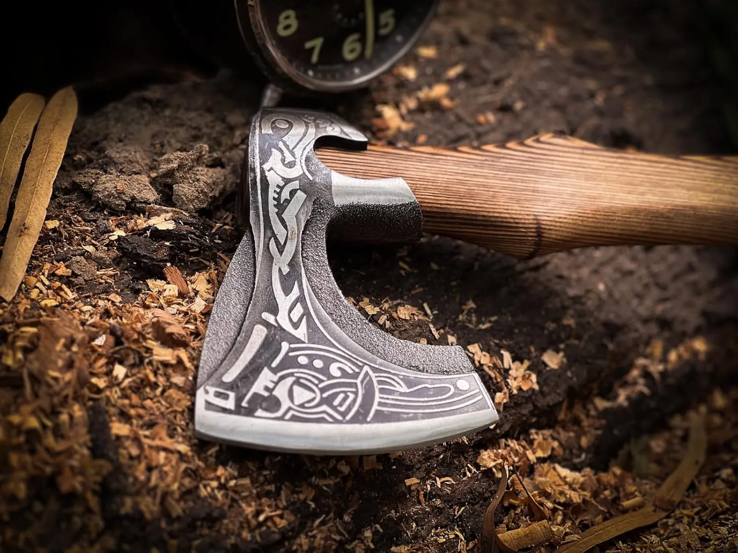 18" Custom Handmade Carbon Steel Viking Axe, Throwing Axe, Norse Viking Axe, Birthday Gift for him, Leather Wrapped Handle and Leather Sheath (Nordic Axe)
