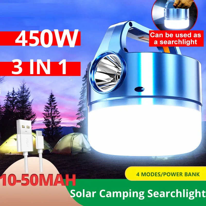 1Pc Solar LED Camping Light USB Rechargeable Bulb Outdoor Searchlight Tent Lamp Portable Lanterns Emergency Strong Light