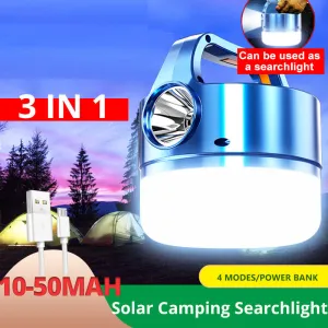 1Pc Solar LED Camping Light USB Rechargeable Bulb Outdoor Searchlight Tent Lamp Portable Lanterns Emergency Strong Light