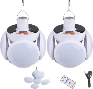 2 in 1 Folding Solar Lamp with Remote Control,Solar Camping Lantern Collapsible,SolarTent Lights USB Rechargeable LED Camping Lights,Lampara Recargable para Apagones,Portable Hanging TentLight (2)