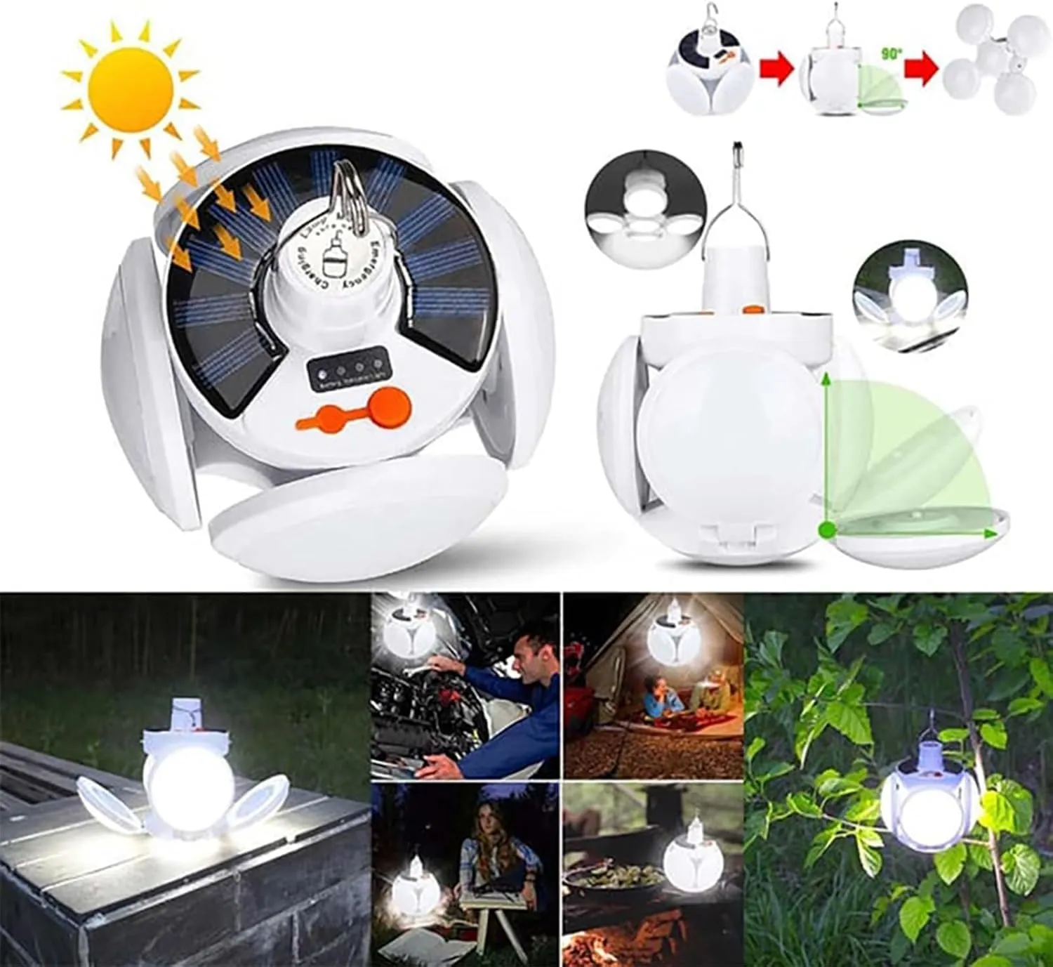 2 in 1 Folding Solar Lamp with Remote Control,Solar Camping Lantern Collapsible,SolarTent Lights USB Rechargeable LED Camping Lights,Lampara Recargable para Apagones,Portable Hanging TentLight (2)
