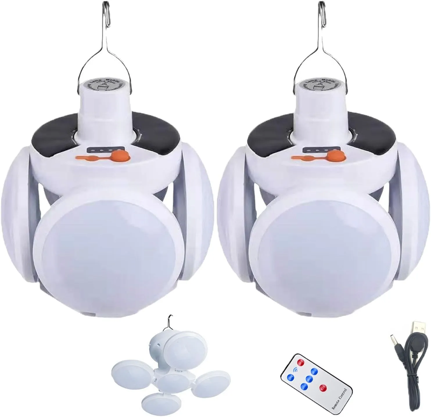 2 in 1 Folding Solar Lamp with Remote Control,Solar Camping Lantern Collapsible,SolarTent Lights USB Rechargeable LED Camping Lights,Lampara Recargable para Apagones,Portable Hanging TentLight (2)