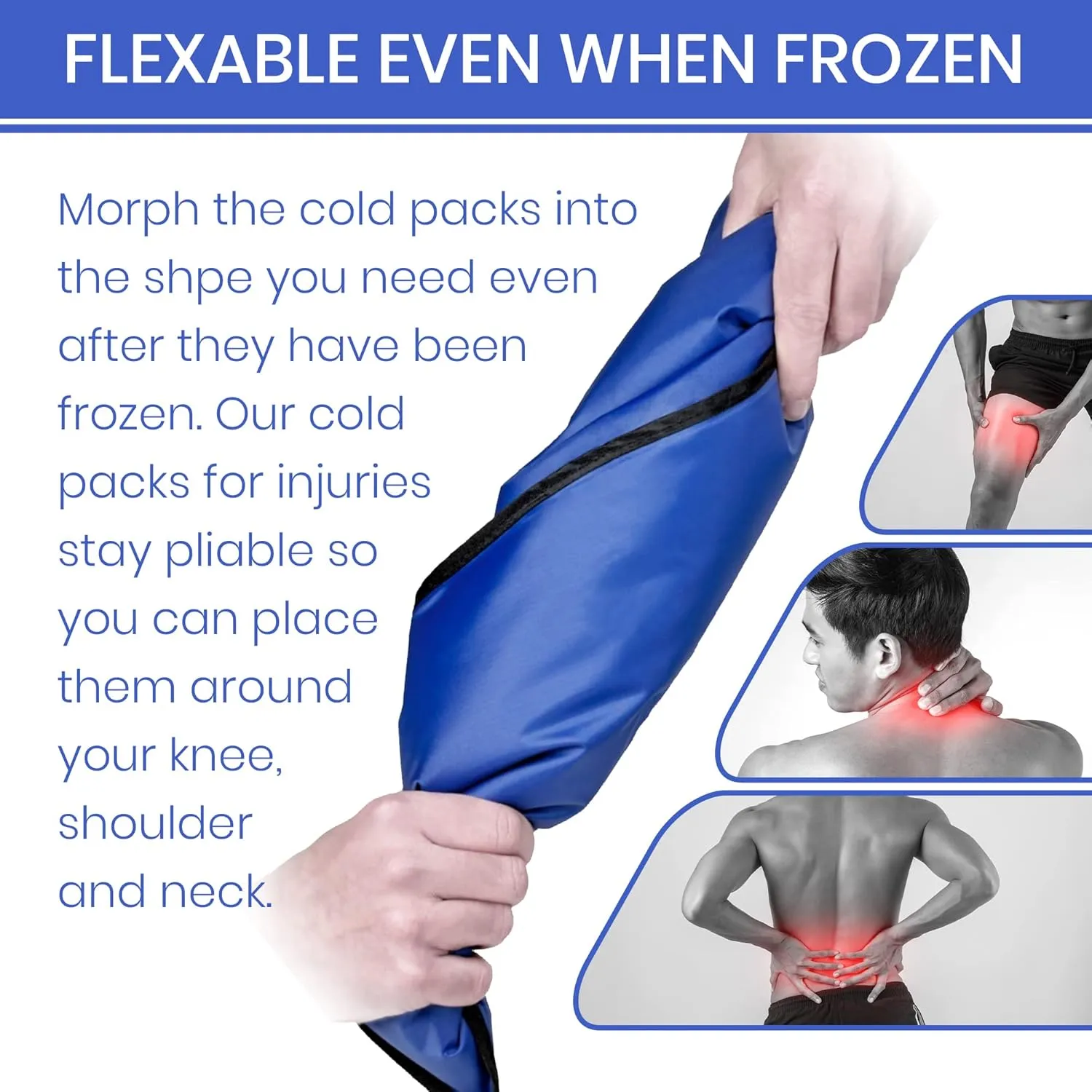 2 Pack Large Ice Packs for Injuries | 11" x 14.5" | Hot & Cold Pack | Reusable Gel Pack, Durable Construction, & Flexible When Frozen