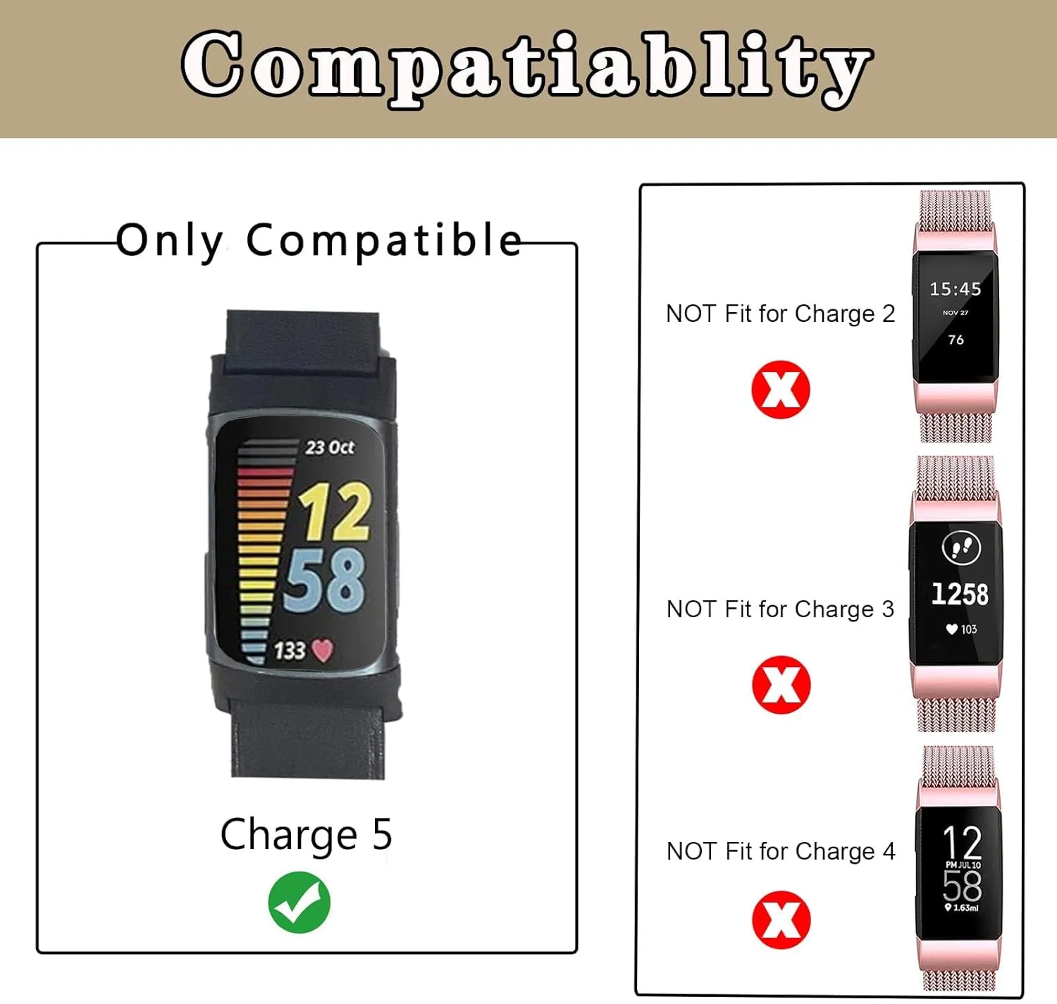 2 Pack Leather Bands Compatible with Fit Bit Charge 5 for Men Women，Soft Breathe Skeletonized Leather Wristband Replacement for Fit Bit Charge 5