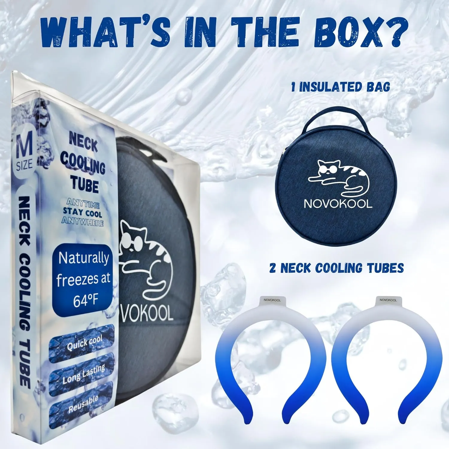 2 Pack Neck Cooling Tube with Insulated Bag - Reusable Ice Ring Neck Cooler Indoor Outdoor - Wearable Cooling Ring - Relief for Summer and Hot Flashes - Ice Ring Freezes Under 64℉(2 Blue Gradient)