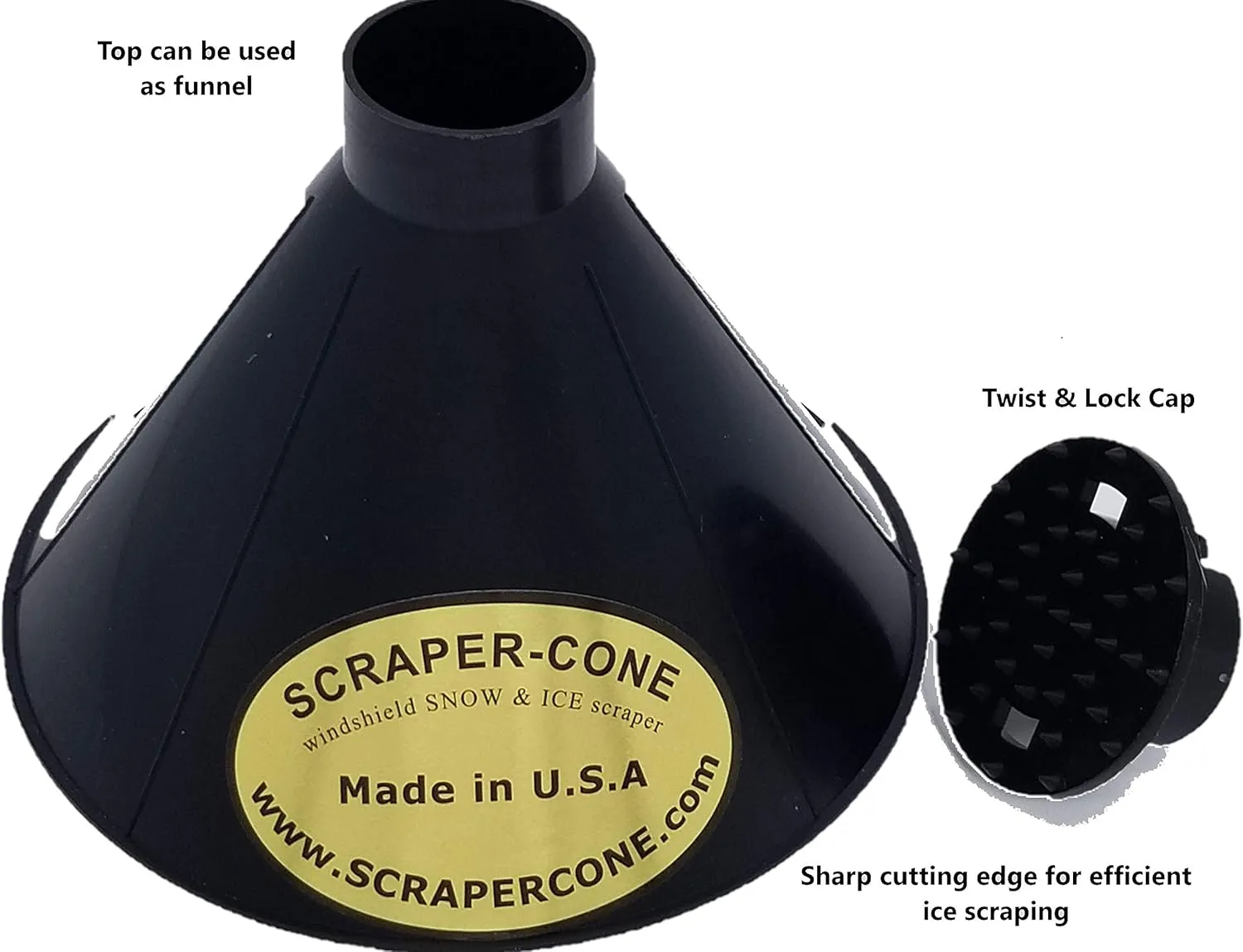 2 Pack of The SCRAPER CONE The Original Ice Scraper, Snow Removal Made in The USA Magical Frost Removal Funnel Shaped Cleaning Tool Car Windshield Deicer Magic Scrapers Instascrape Shovel Brush