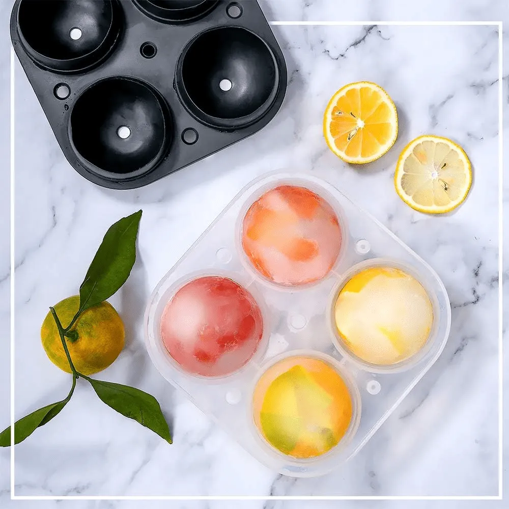 2 Pack Silicone Grade Ice Ball Maker & Tray