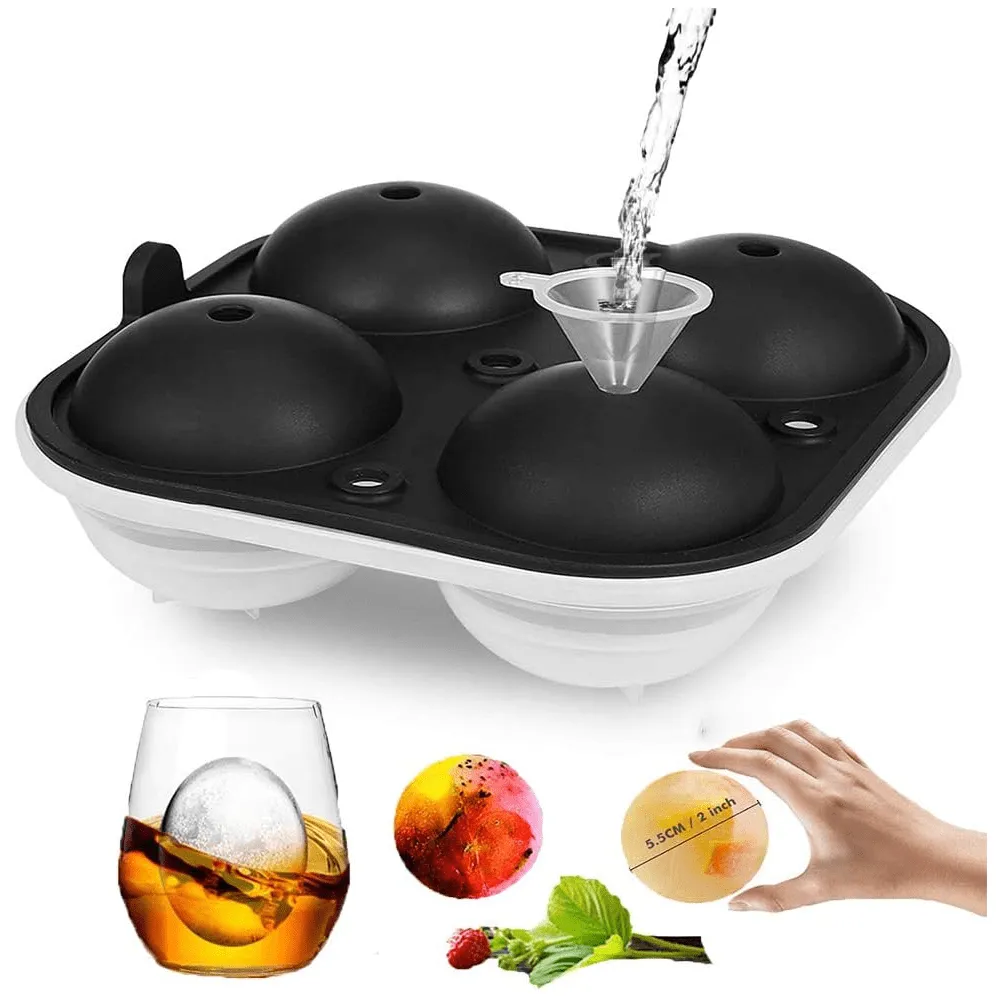 2 Pack Silicone Grade Ice Ball Maker & Tray