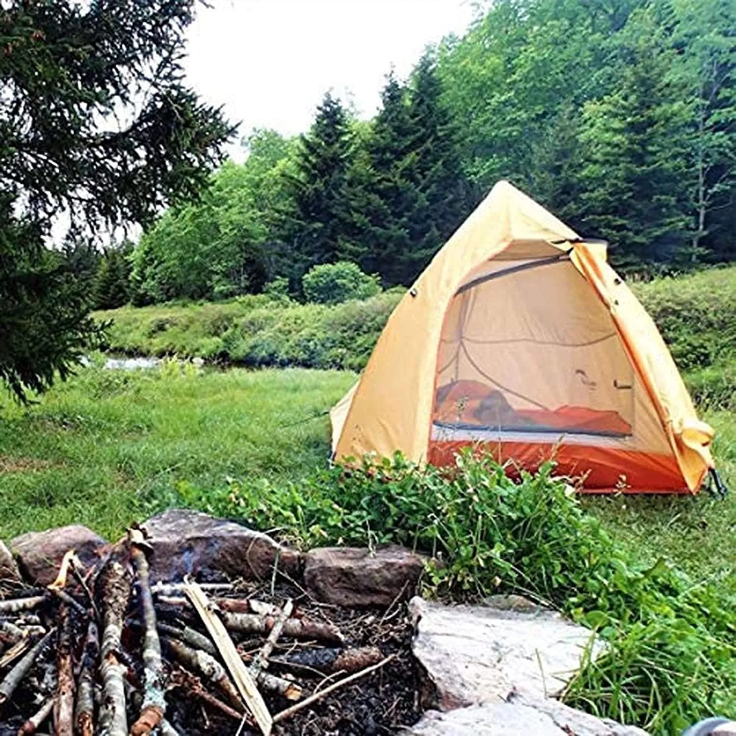 2 Person Lightweight Backpacking Tent with Footprint - Free Standing Dome Camping Hiking Waterproof Backpack Tents (Color : Yellow, Size : Large)