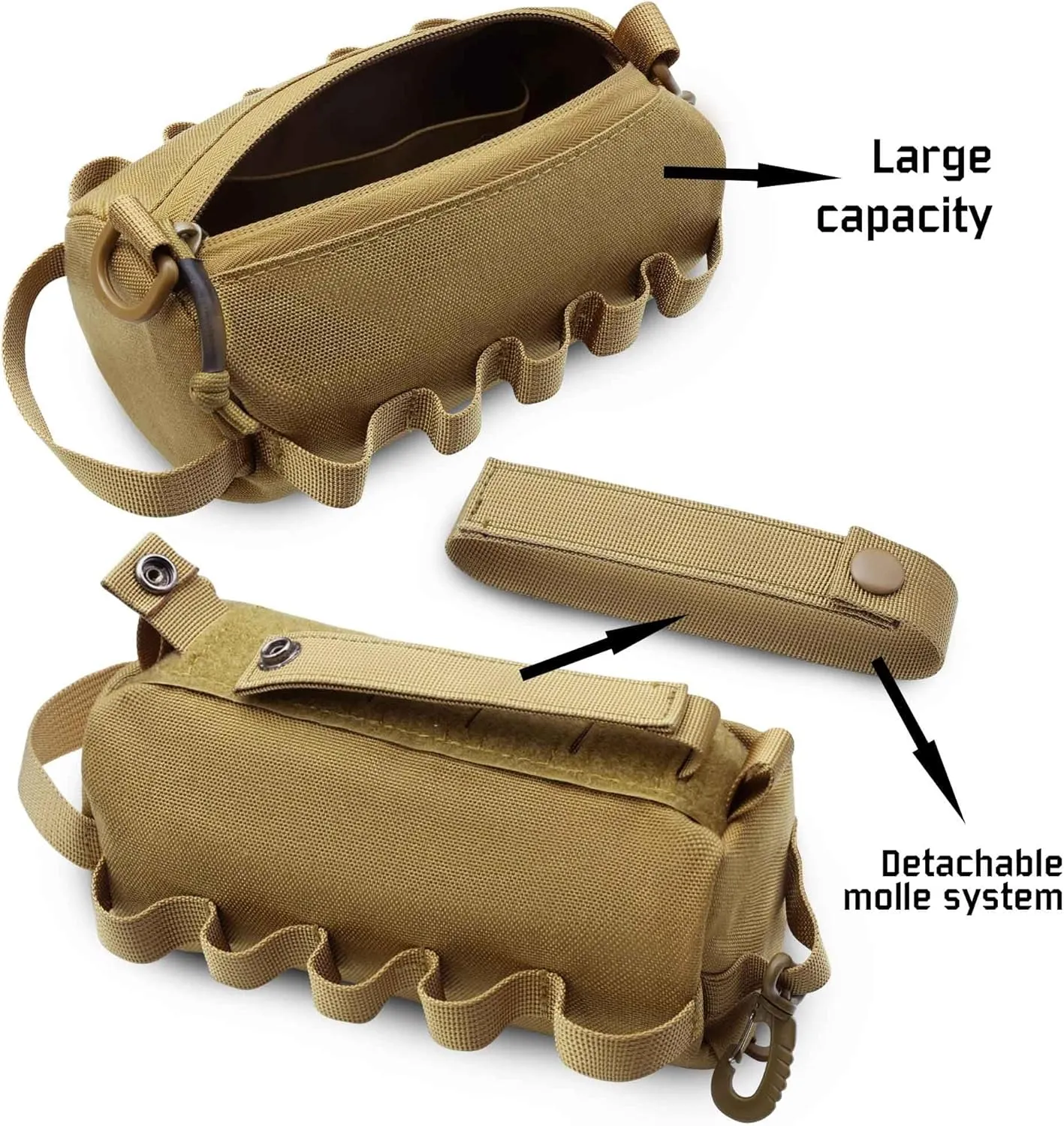 2 Piece Upgrade Laser Cut Multi-Purpose Tactical Molle Tool Pouch, Small Utility Belt Vest Pouches Bag for Backpack