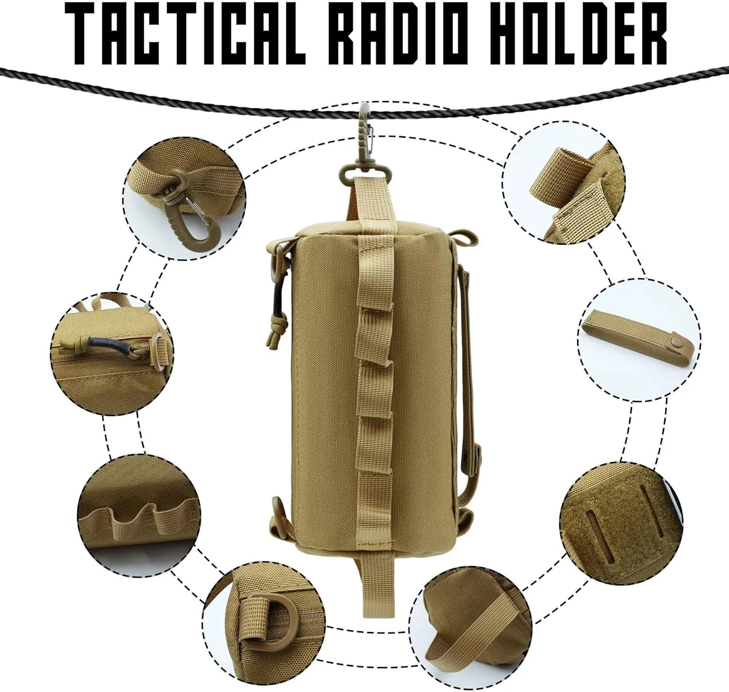 2 Piece Upgrade Laser Cut Multi-Purpose Tactical Molle Tool Pouch, Small Utility Belt Vest Pouches Bag for Backpack