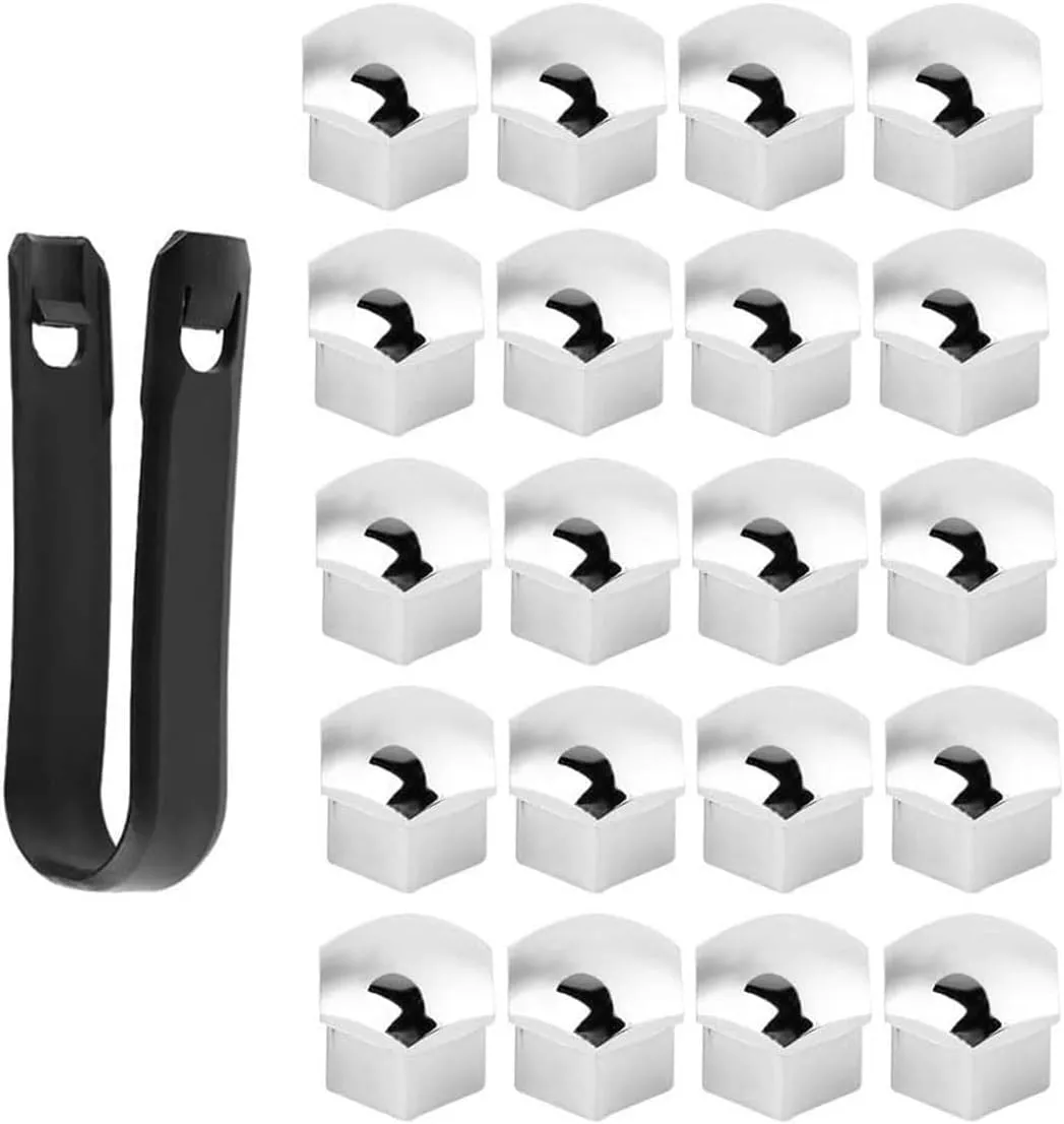 20 Pcs Car Wheel Nut Caps for Buick Excelle 2013-2024, Nut Cover Kit Waterproof Hexagonal Nut Dust and Rust Protection Cover Accessories,Silver-17mm