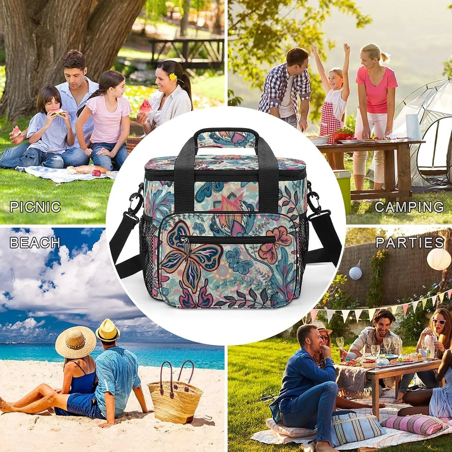 22.5L Waterproof Soft Cooler BagInsulated Lunch Box for Camping Fishing Beach Road Trips