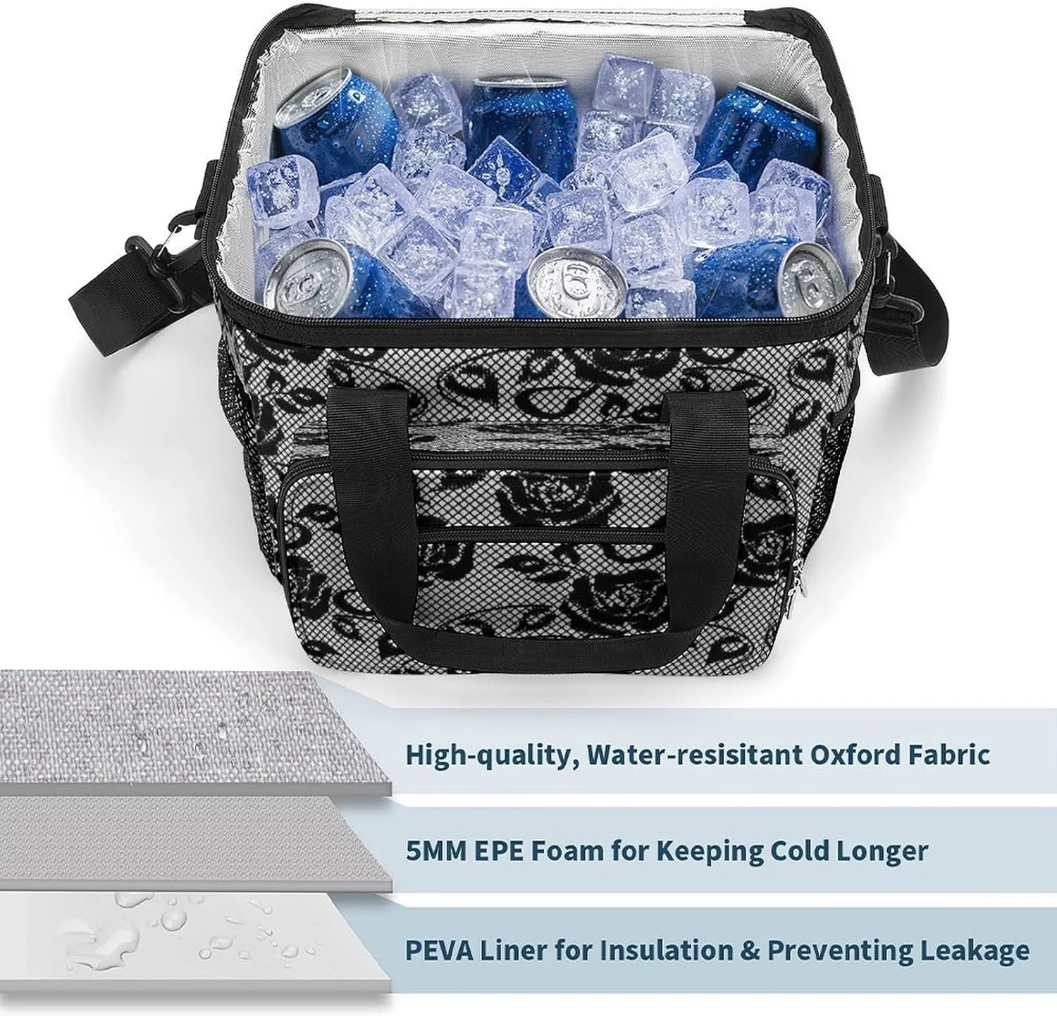 22.5L Waterproof Soft Cooler BagInsulated Lunch Box for Camping Fishing Beach Road Trips
