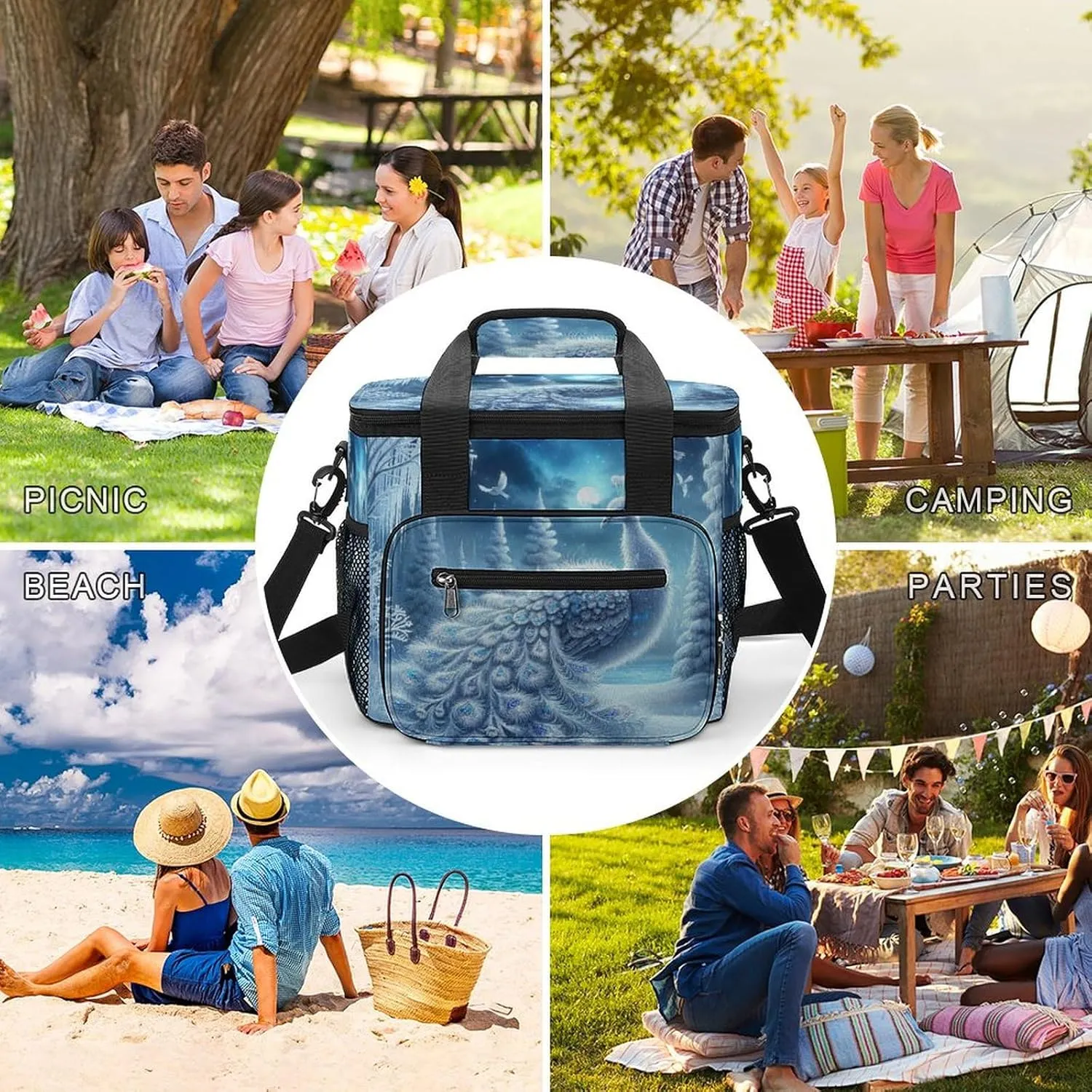 22.5L Waterproof Soft Cooler BagInsulated Lunch Box for Camping Fishing Beach Road Trips