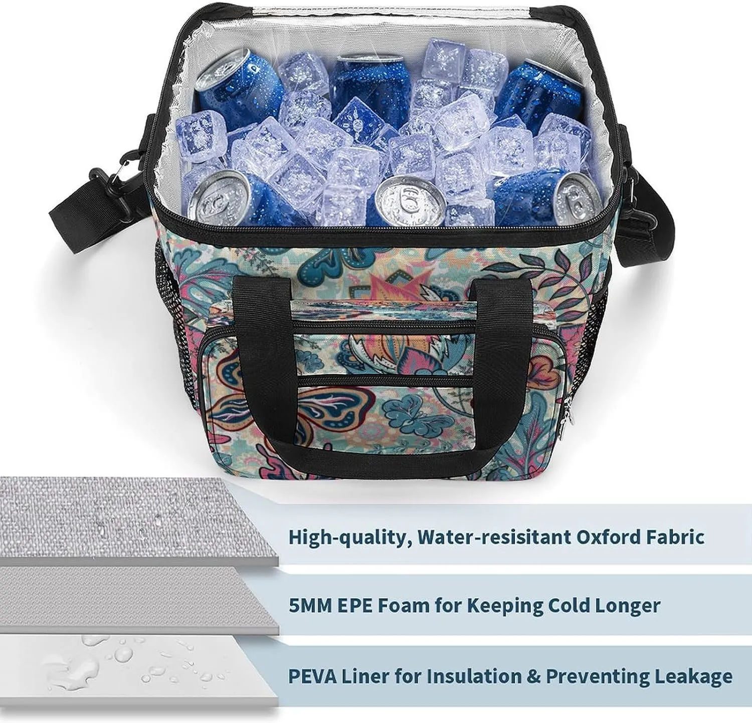 22.5L Waterproof Soft Cooler BagInsulated Lunch Box for Camping Fishing Beach Road Trips