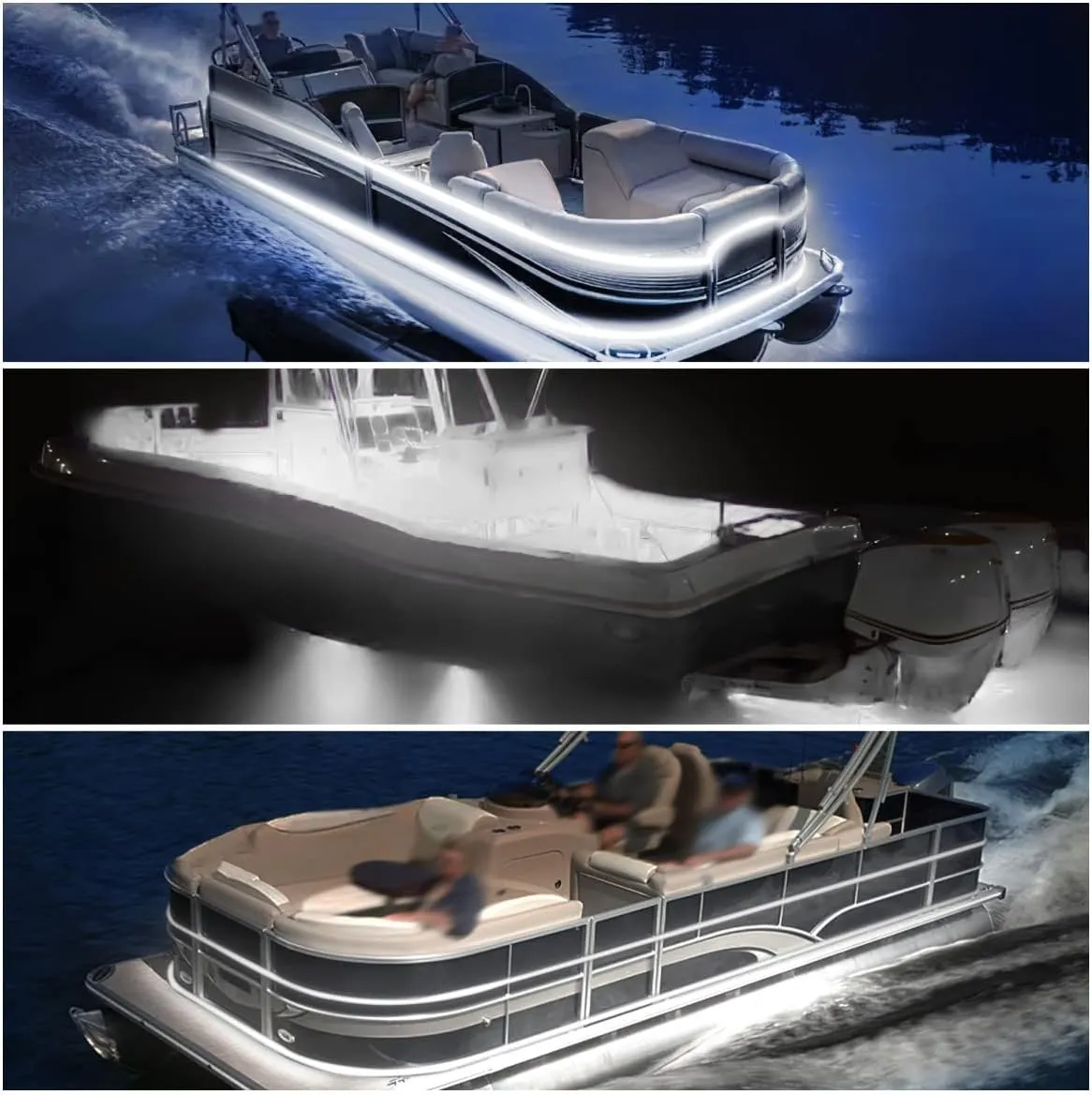 25FT LED Boat Lights, Waterproof Marine Pontoon Led Strip Lights, Boat Deck Interior Light, Boats Accessories, Under Gunnel Lighting, Night Fishing Light for Pontoon Fishing Boats (White)