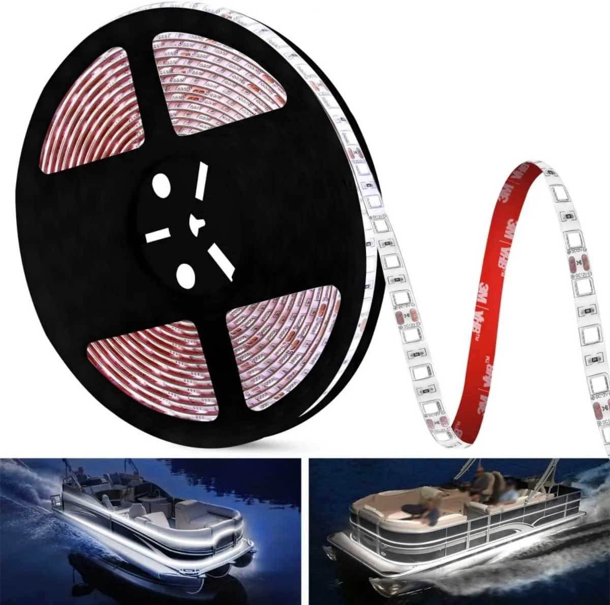 25FT LED Boat Lights, Waterproof Marine Pontoon Led Strip Lights, Boat Deck Interior Light, Boats Accessories, Under Gunnel Lighting, Night Fishing Light for Pontoon Fishing Boats (White)