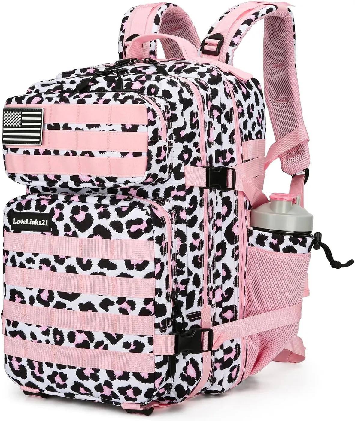 25L Tactical Backpack for Men Women Military Backpack Army Assault Pack Molle Backpack Small Bug Out Bag Travel Rucksack Daypack (Pink Leopard)