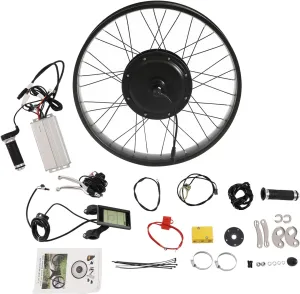 26" Conversion Kit, Waterproof Electric Bike Fat Rear Wheel Electric Bicycle Hub Motor Kit with Controller, 1200W Powerful Electric Bike Conversion Kit with LCD & Anti-Slip Handle for 26“ Bicycles