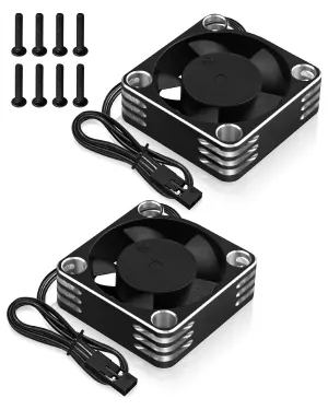 2PCS 35mm 21000RPM RC Motor Cooling Fan for 1/8 and 1/10 Scale RC Cars, Aluminum ESC Cooling Fans for 3650 3660 540 550 Brushless Motor (Black Silver)